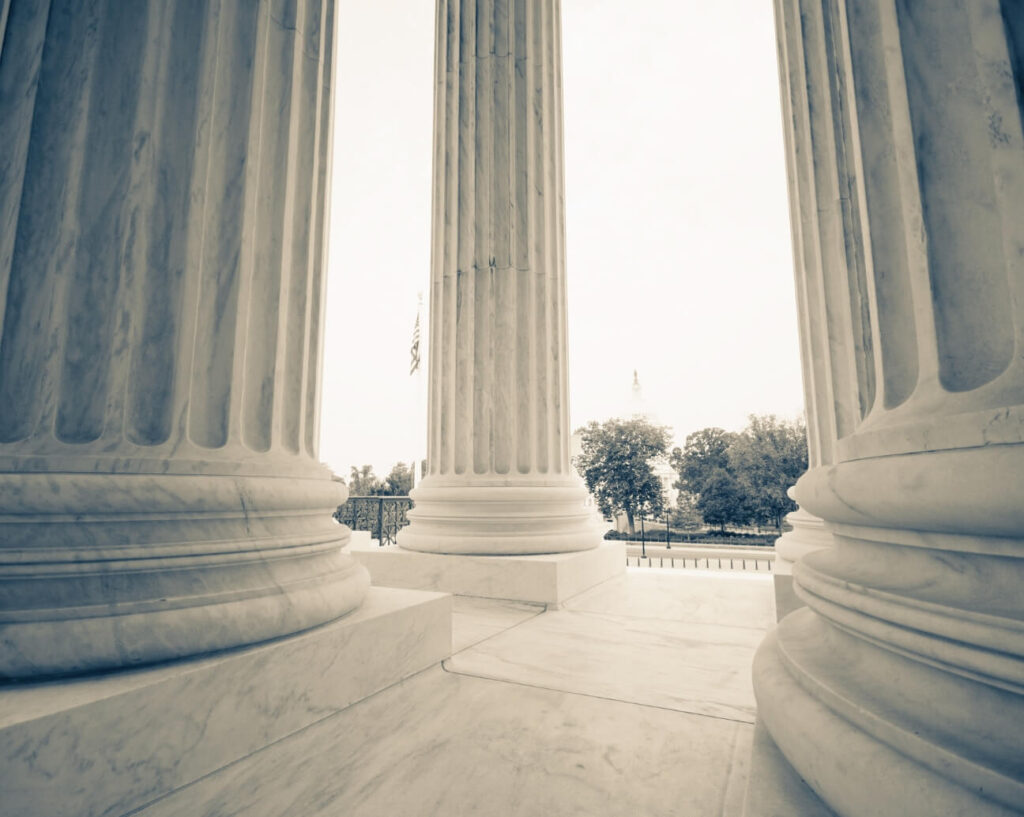 cluster of large stone pillars