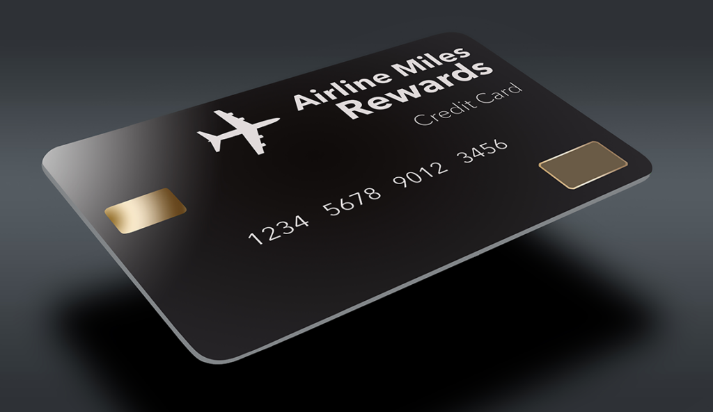 3d rendering of airline mile rewards credit card