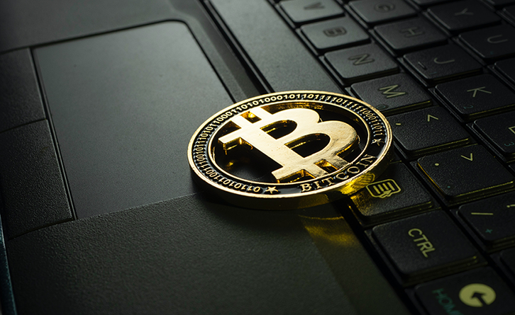 Bitcoin on laptop